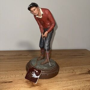 The Golfer Sculpture by Michael Garman Signed 1987 Original Tag